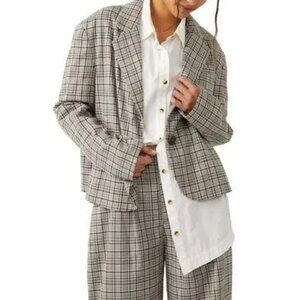 NWOT FREE PEOPLE Cali Plaid Blazer In Dust Combo size M